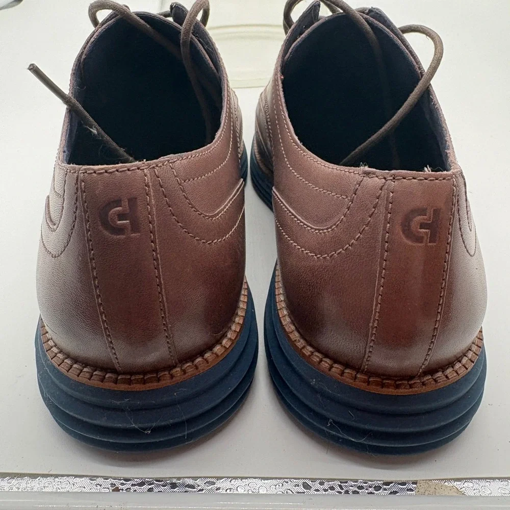 Cole Haan Original Grand Wingtip Oxford Brown Leather Navy Sole C39973 Mens 13M